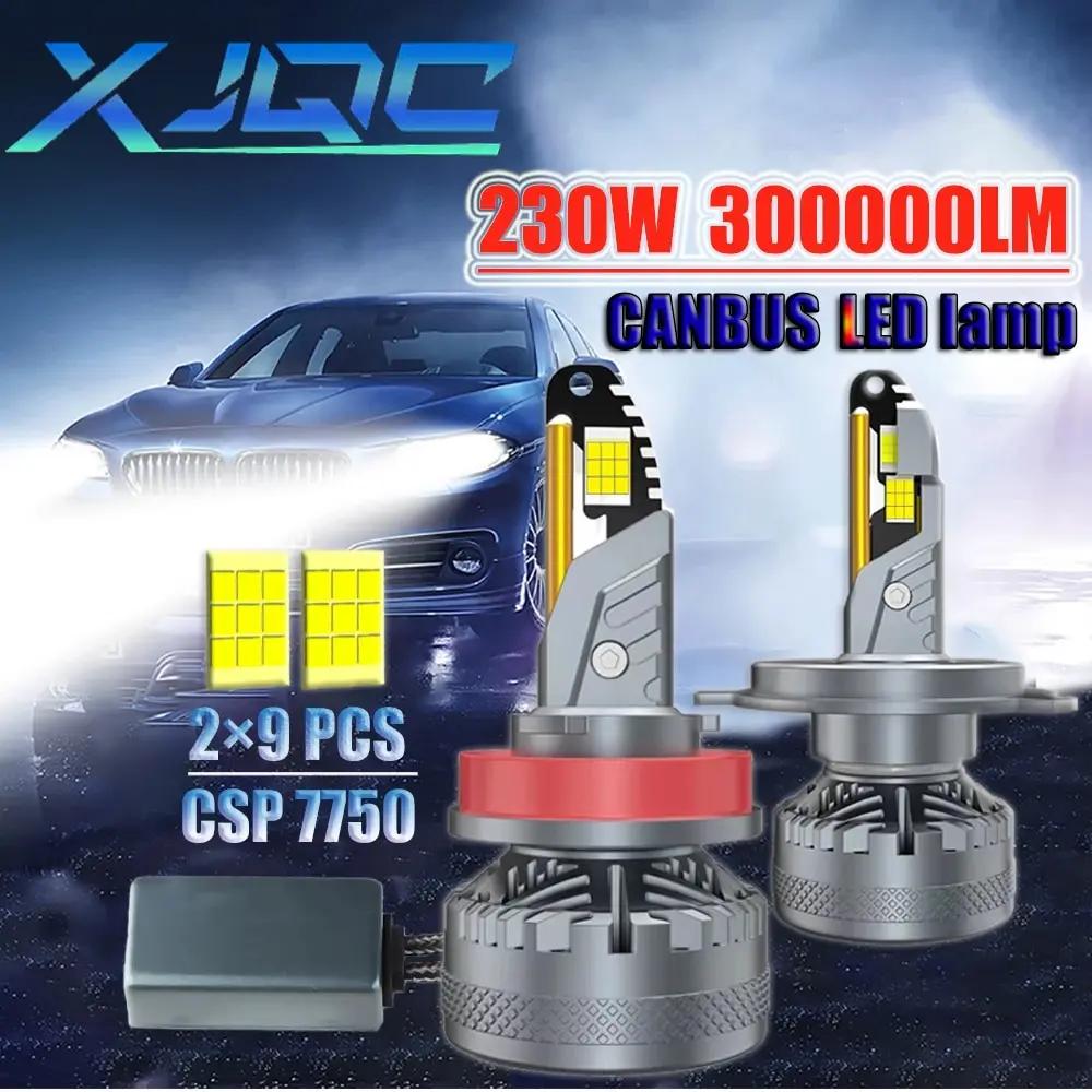 XJQC ̴ Canbus Lampada H4 H7 LED ڵ Ʈ, 300000LM 6000K 230W , H1 9005 HB3 9006 HB4 H8 H9 H11 Ȱ